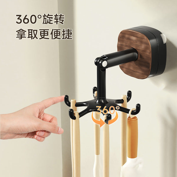 Suction Cup Rotating Six-Claw Hook Wall-Mounted Shelf